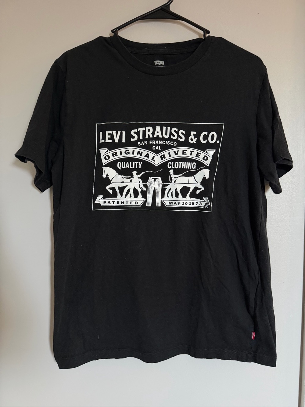 Levi's Black Short-Sleeve Tee with White Logo Panel